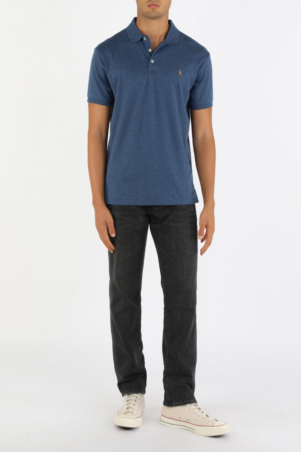 Short Sleeves Knit Polo Shirt in Derby Blue POLO RALPH LAUREN